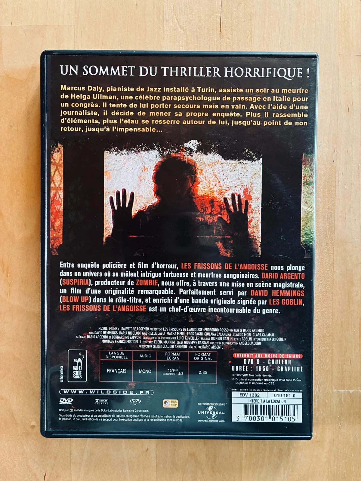 DVD Os Sussurros do Medo de Dario Argento edição Wild Side. – photo 3